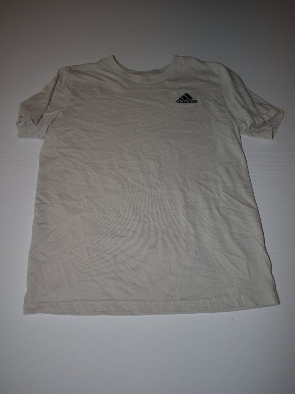 Adidas Boys Performance T-Shirt Cream Youth Medium 10-12 Athletic Logo Tee